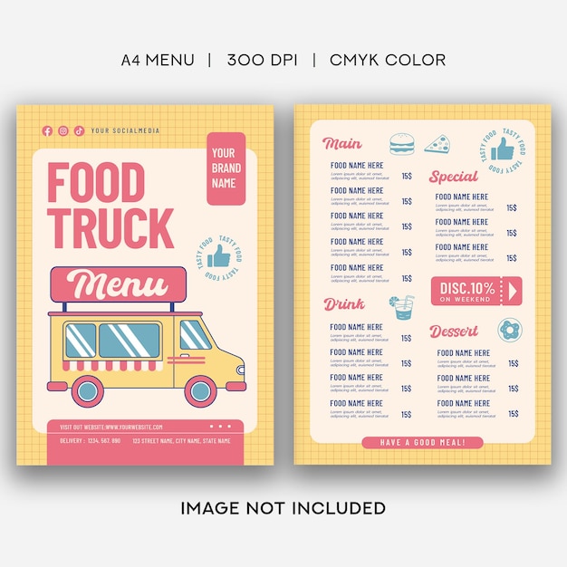 Vector food truck menu