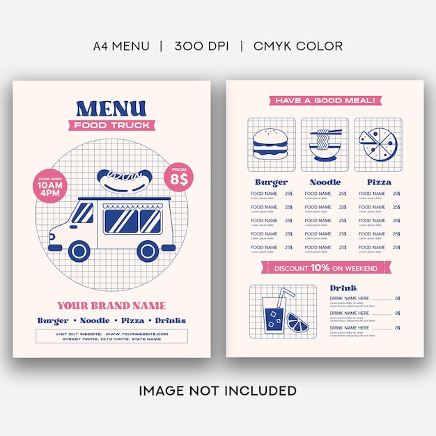 Vector food truck menu