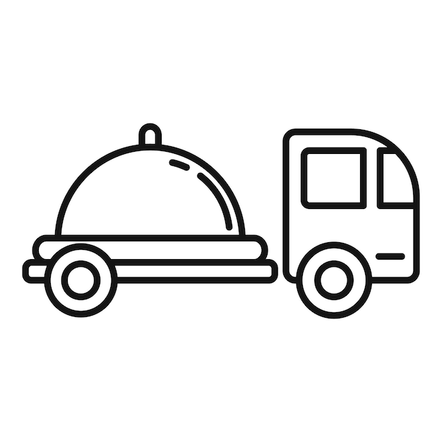 식품 트럭 배송 아이콘 흰색 배경에 고립 된 웹 디자인을 위한 개요 식품 트럭 배송 벡터 아이콘