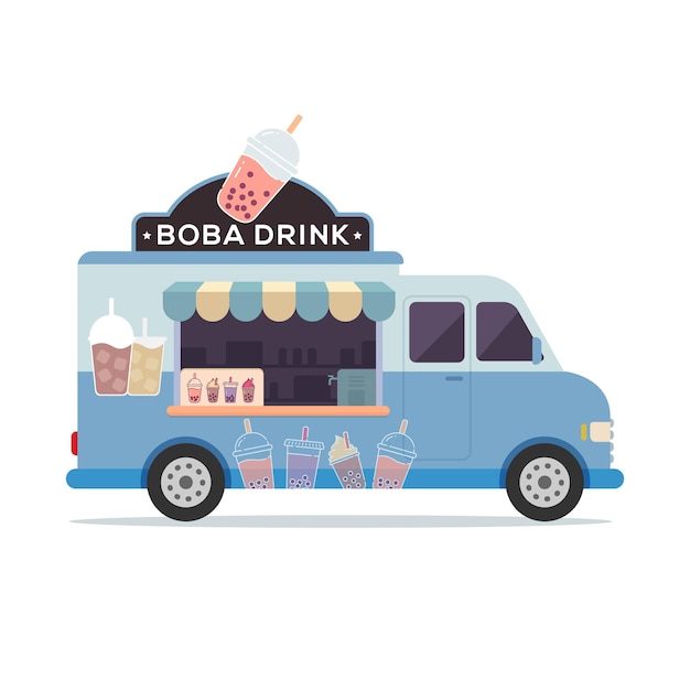 Food truck vehicle boba drink shop on the truck