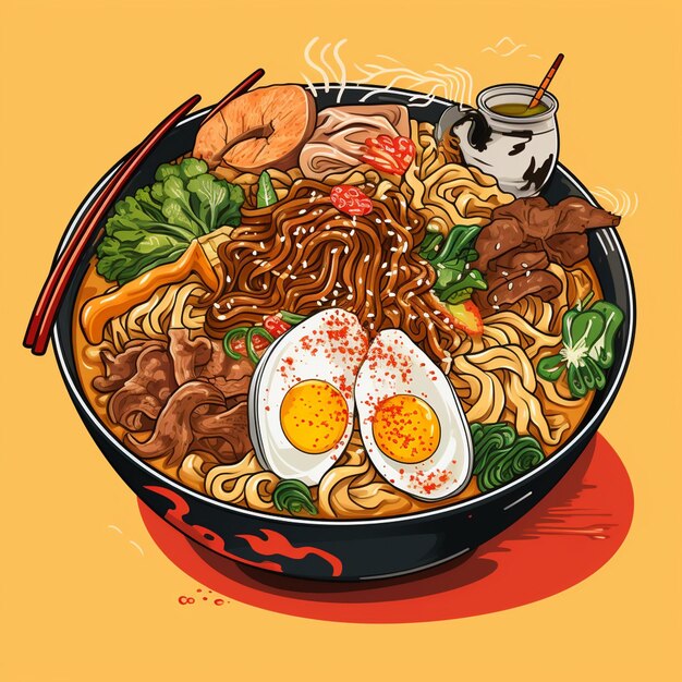 Food vector asian illustration restaurant noodle ramen meal japan chinese graphic menu