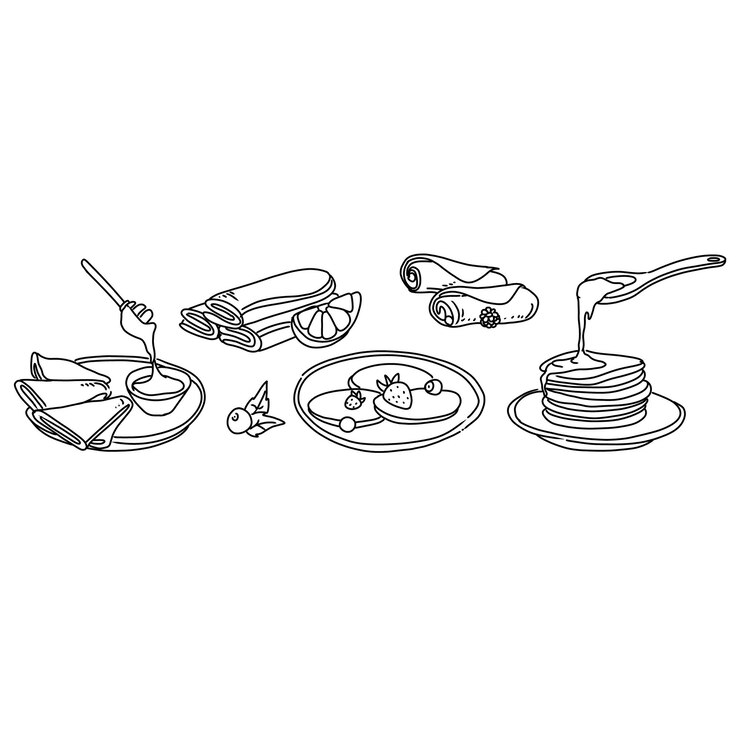 Vector food vector breakfast illustration delicious pancakehand drawn doodle illustrations vector set