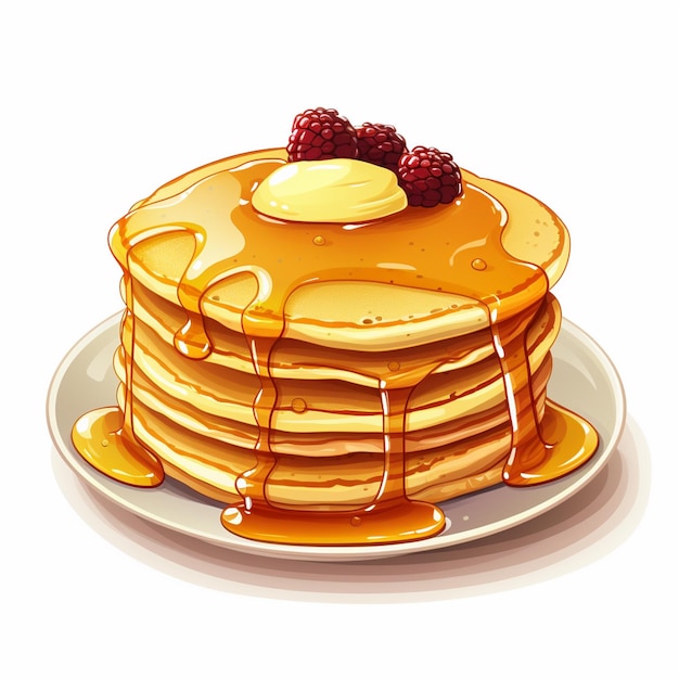 Illustrazione della colazione vettoriale alimentare delizioso pancake dolce cottura stack dessert isolato