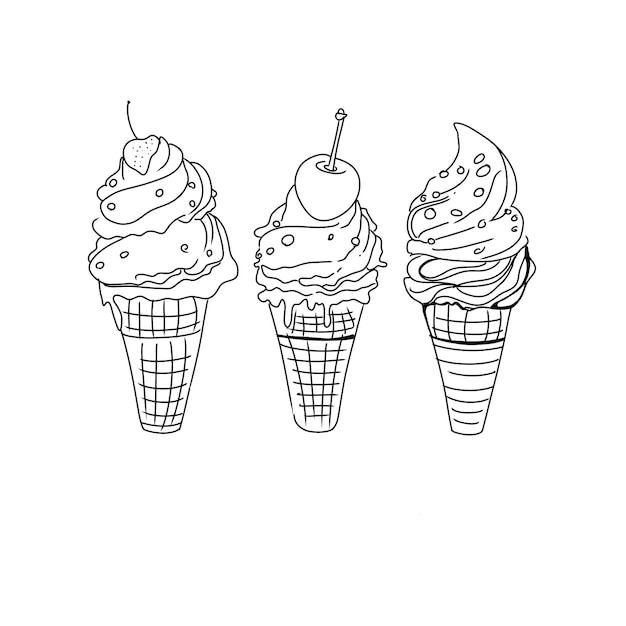 Еда вектор сливки десерт лето конус иллюстрация изолированные сладкий шоколад лед вафли т