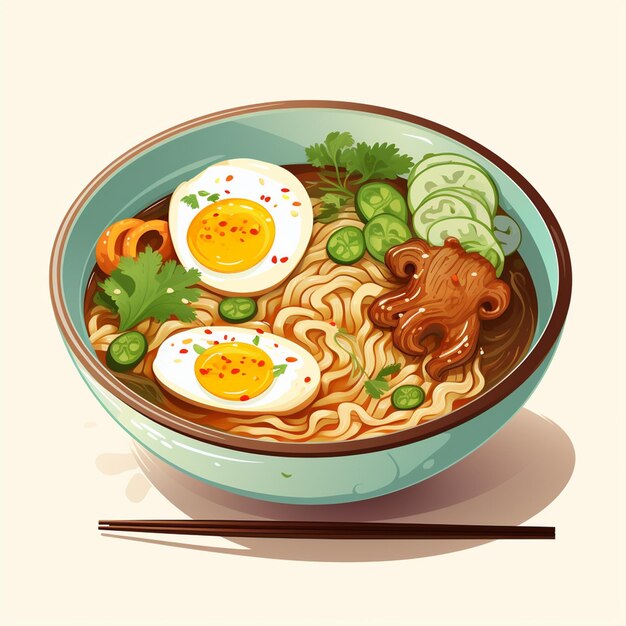 Vector food vector illustration asian restaurant ramen noodle design delicious japan graphic jap