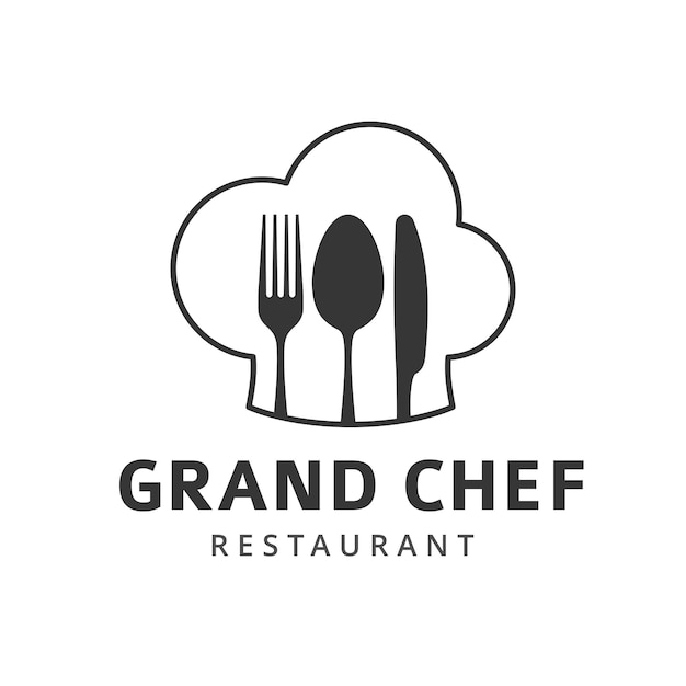 Food vector logo with fork knife and spoon