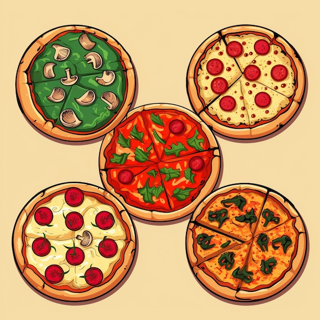 food vector pizza italian restaurant icon fast photo doodle vector art illustrations