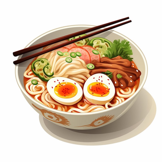 Векторная иллюстрация еды рамен азиатский ресторан лапша дизайн вкусное меню графическая еда
