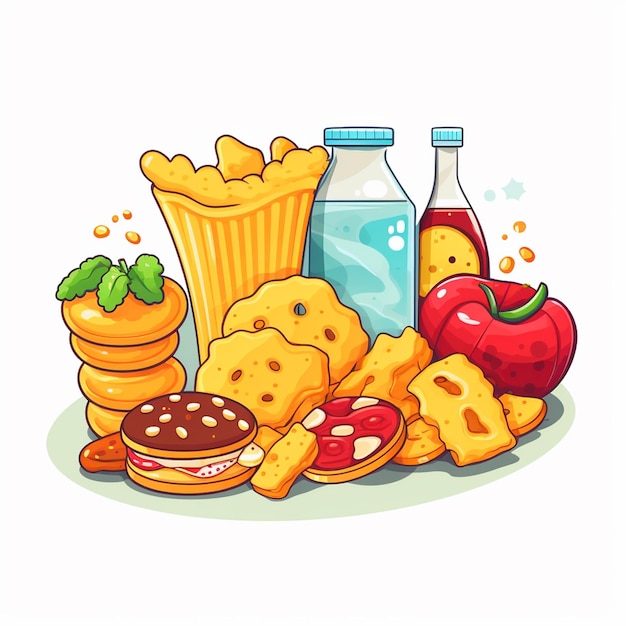 Vector food vector snack illustration eat set icon isolated dessert drink chocolate sweet symbo