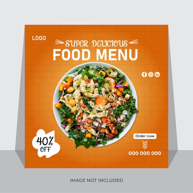 Vector food vector social media post banner design square layout