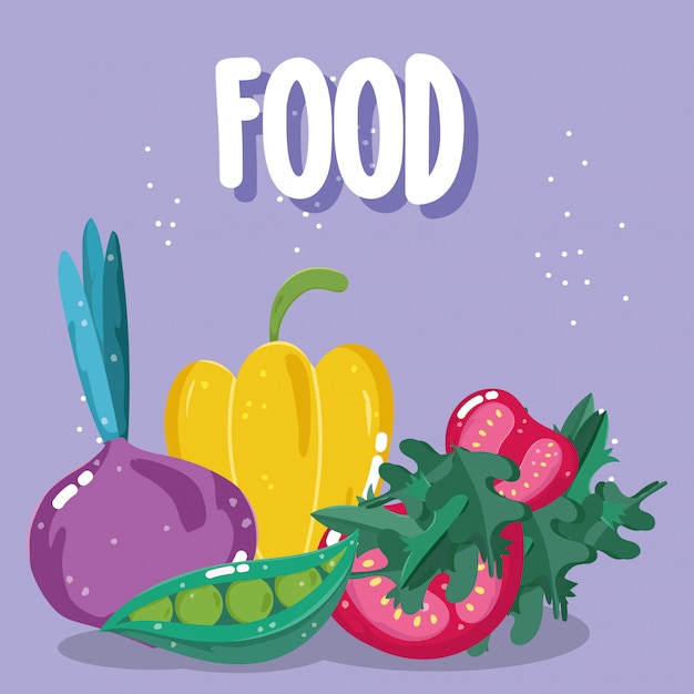 Vector food vegetables pepper beet radish and tomato menu fresh diet ingredient illustration