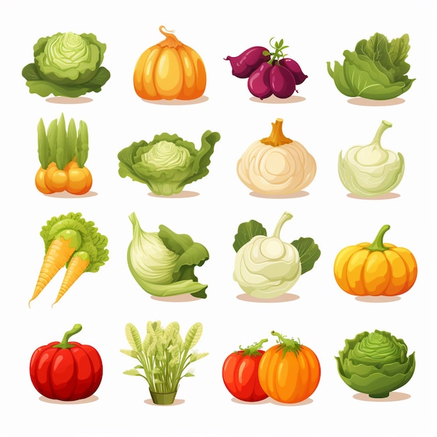 food vegetarian healthy vector illustration organic vegetable green set cucumber carrot v