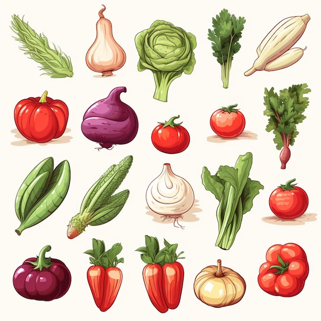 food vegetarian healthy vector illustration organic vegetable green set cucumber carrot v