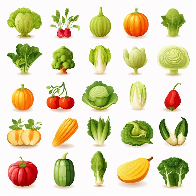 Cibo vegetariano sano illustrazione vettoriale verdura biologica set verde cetriolo carota v