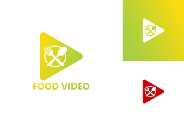 Food Video Play Logo Template Design Vector, Emblem, Design Concept, Creative Symbol, Icon