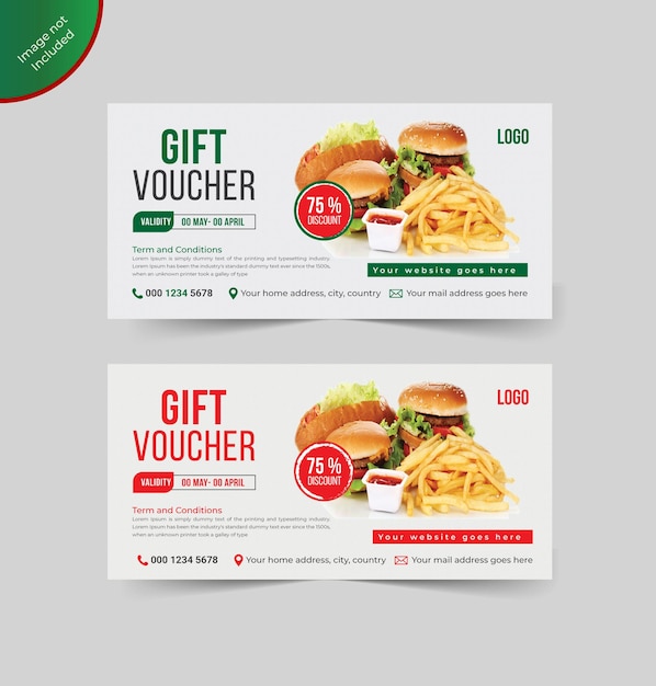 Food voucher with the discount design or Special discount coupon template