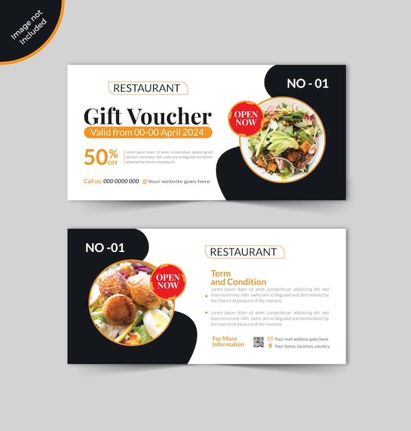 Food voucher with the discount design or special discount coupon template