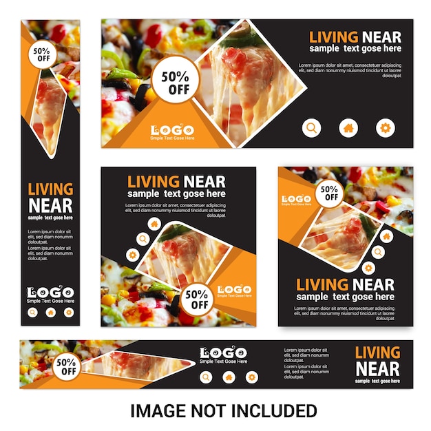 Vector food web banner set for food restaurant