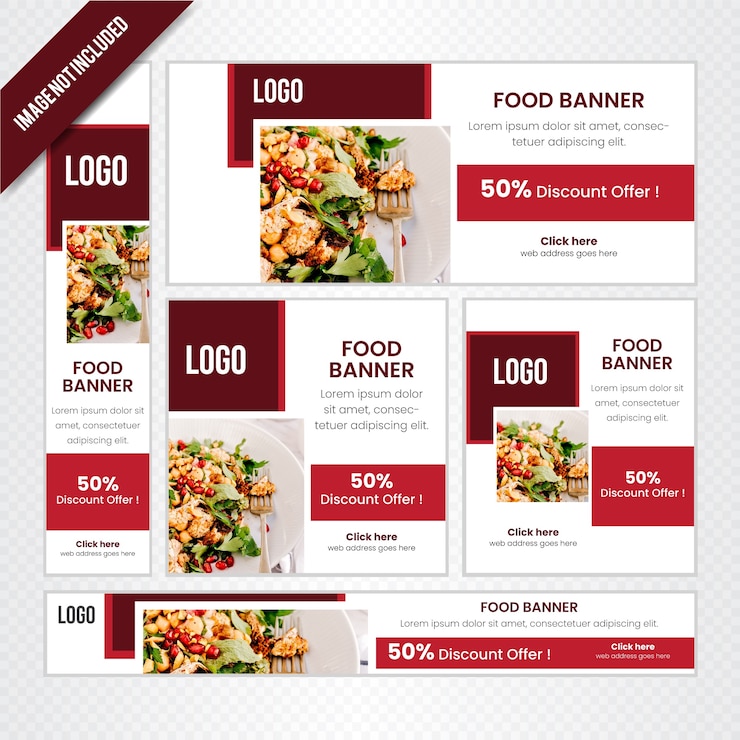 Vector food web banner set for restaurant