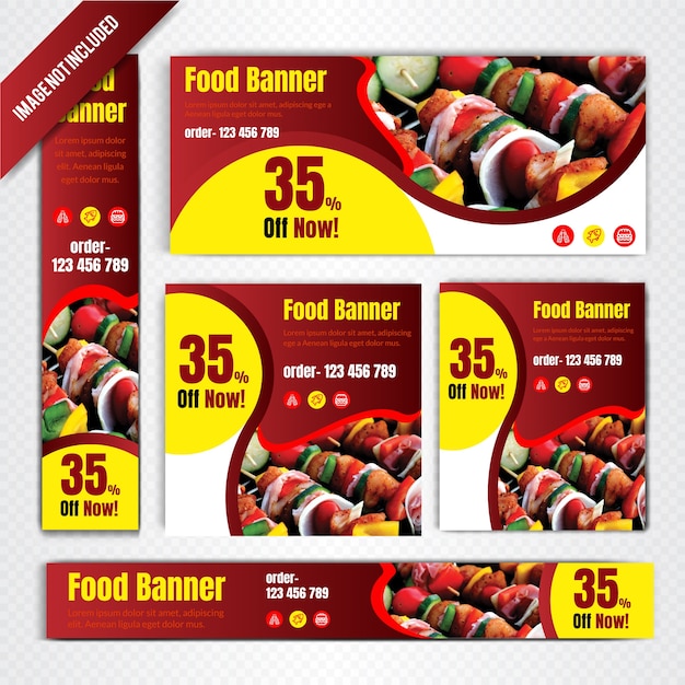 Vector food web banner set for restaurant