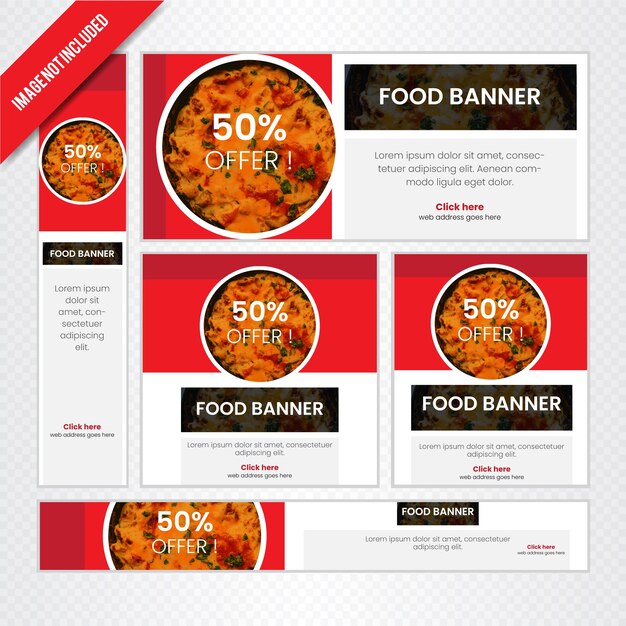 Vettore set di banner web cibo per ristorante