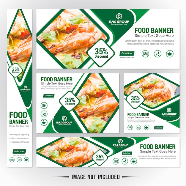 Vector food web banner set for restaurant