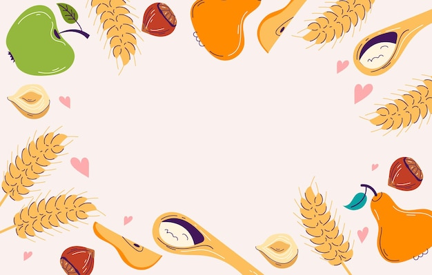 Illustrazione piana di progettazione grafica di concetto dolce dell'insegna della colazione del grano dell'alimento