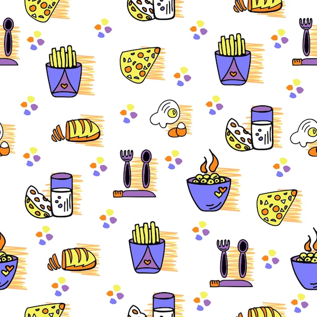 Food on white background seamless pattern