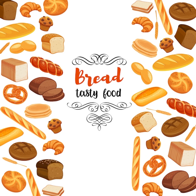 Vector food with bread products.