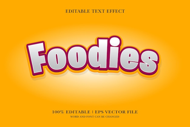 Foodies editable text effect with 3d vector design