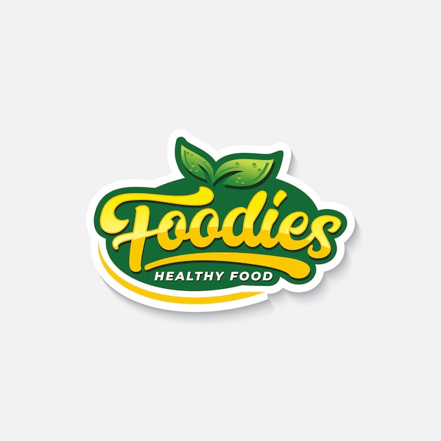Foodiesタイポグラフィのロゴまたは健康食品のラベル