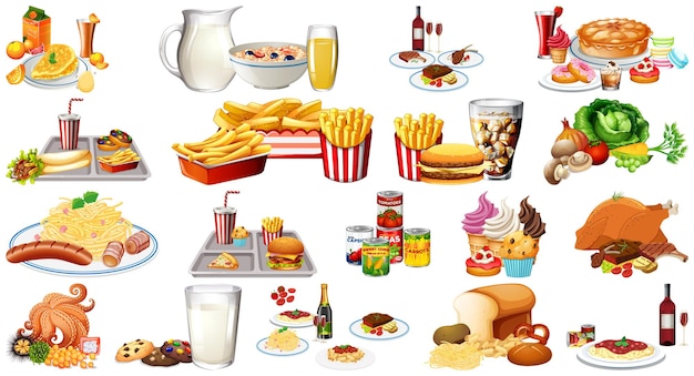 Foods and beverages set