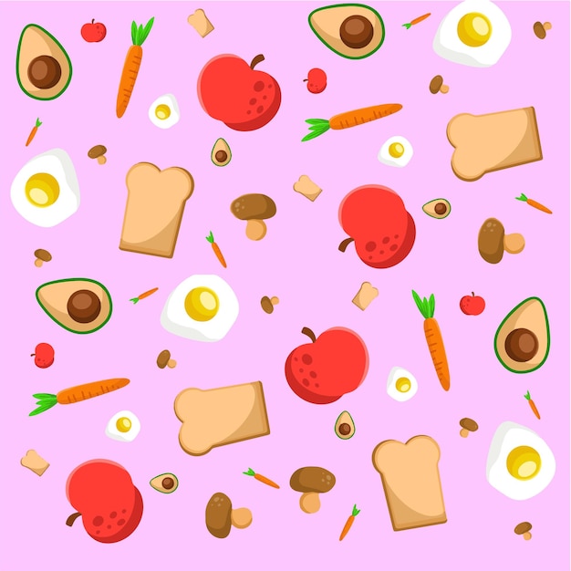 Foods cartoon seamless pattern background
