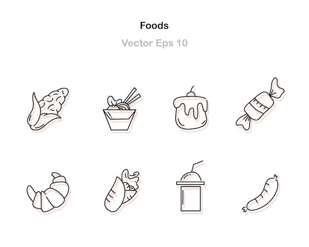 Foods icon bundle set vector