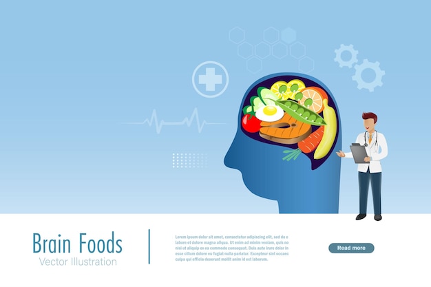 ベクトル 脳の栄養 脳に良い食べ物と野菜を推奨する医師 脳の良い記憶のためのベクトル