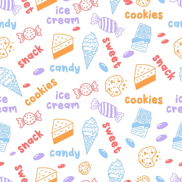 Foods and snacks seamless pattern