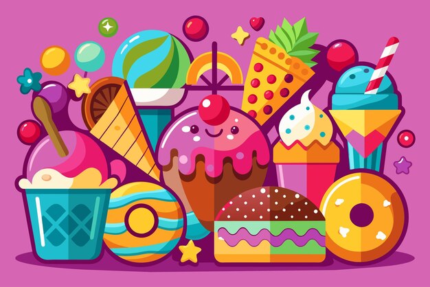 Vector foods sweets background is