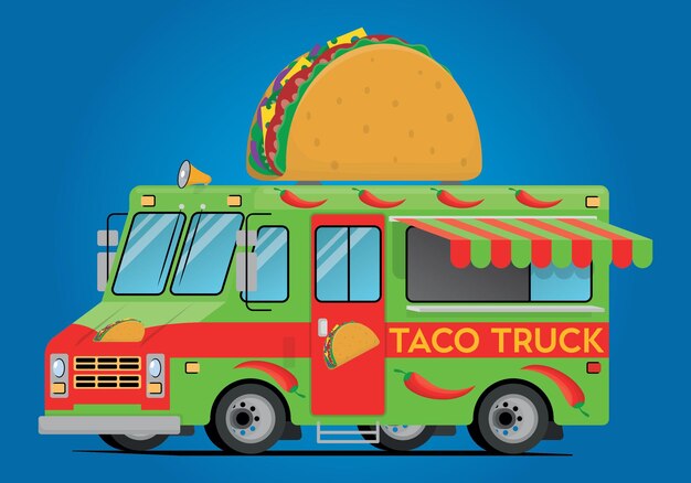 Foodtruck met pittige Mexicaanse taco's ter illustratie