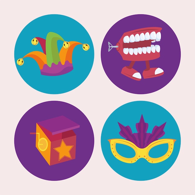 Vector fools day set four icons