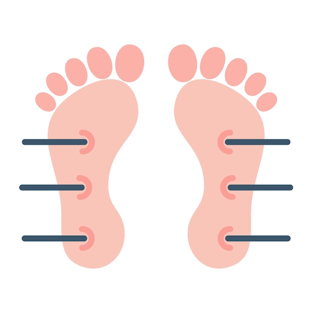 Vector foot acupuncture flat illustration