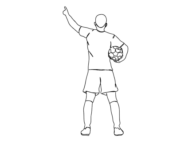 Foot ball, Soccer Player single-line art drawing continues line vector illustration