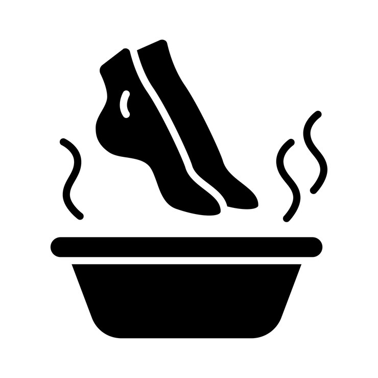 Vector foot bath line icon relaxation spa wellness foot care treatment pedicure soaking hygiene therapy health beauty selfcare pampering bath soak feet foot relaxation spa