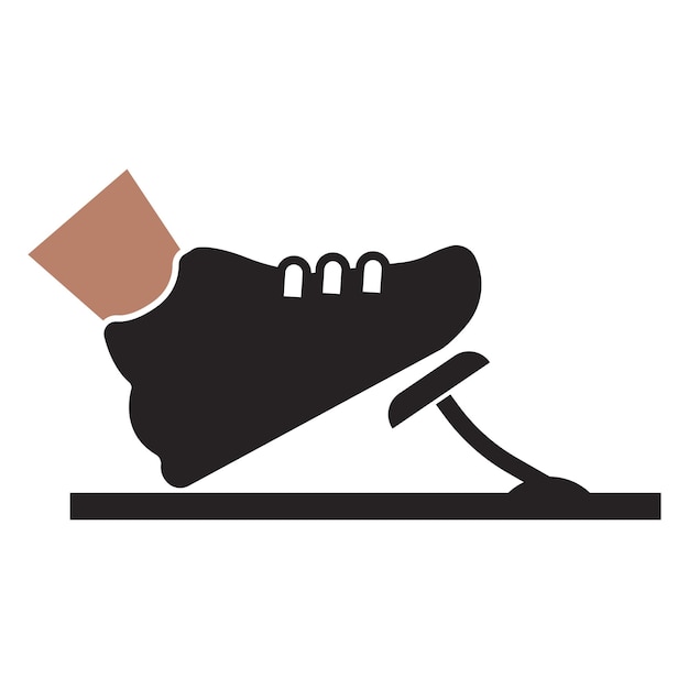 Vector foot in the boot presses gas or brake pedal icon