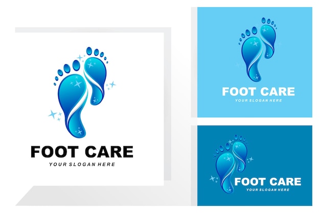 Cura del piede logo design illustrazione della salute donna salone di pedicure vettore