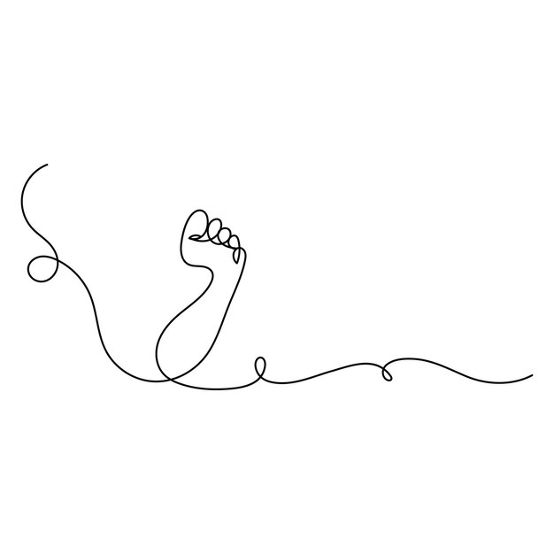 Foot continuous one line drawing of outline vector illustration