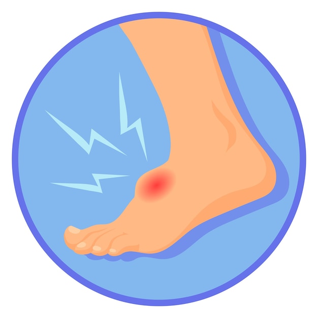 Foot hurt medical illustration Pain spot icon