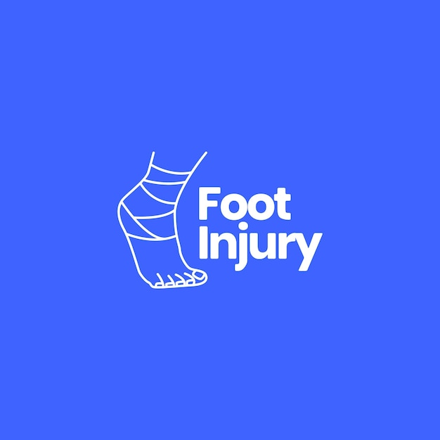 Vector foot leg sick bandage treatment injure medical health lines minimal logo design vector icon illustration template