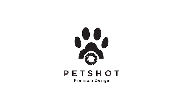 Piedi animali domestici o cane con fotocamera segno logo design icona vettore simbolo grafico illustrazione