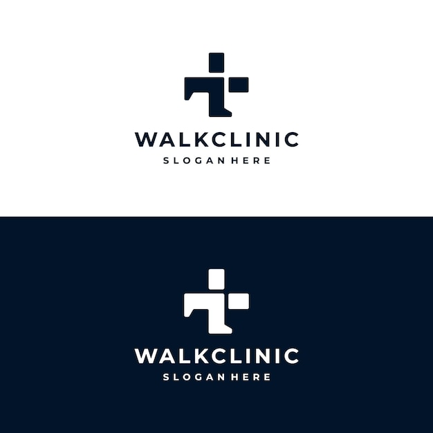 Foot Walking Run with Plus Sign Medical Health Clinic Logo Design Inspiration