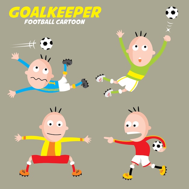 Vettore collezione cartoon footbal, portiere